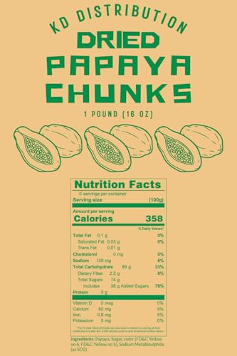 Kd Supplies Dried Papaya Chunks (1 Pound) Bulk Pack thumb #1