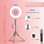55W18 45cm Ring Light Kit [New Version] 6700K Dimmable LEDRinglightTripod Stand Dual Phone Holder for iPhone Selfie Makeup LashTattoo Studio Lighting Painting,Photo Video Recording (Pink) - Image 4