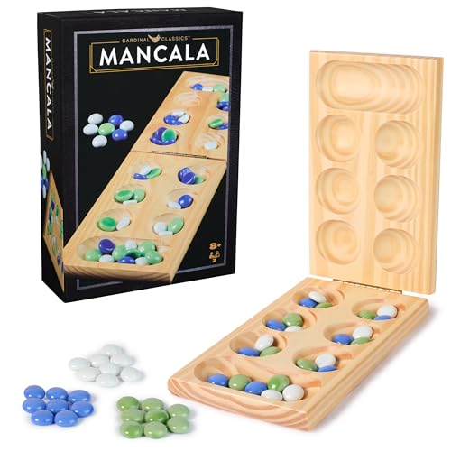 Spin Master Games, Cardinal Classics, Mancala, Classic Strategy Board Game with Folding Wood Board, Mancala Set for Beginners & Experts, 2 Players,...