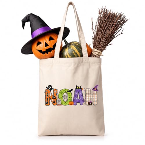 vincustom Personalized Name Spooky Halloween Candy Tote Bag with Handles