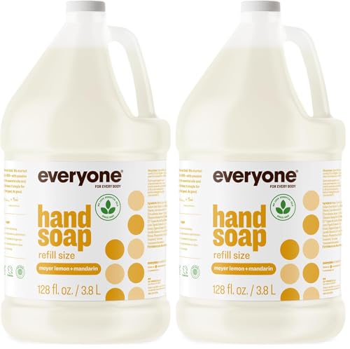 Image of Everyone Liquid Hand Soap Refill,1 Gallon,Meyer Lemon and Mandarin,made with Essential Oils for kitchen and bathroom,(Pack of 2)