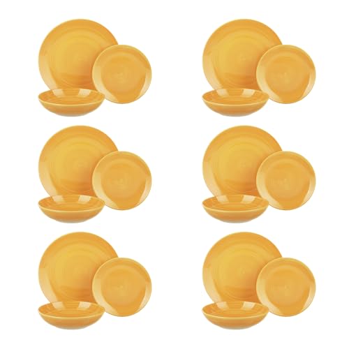KASANOVA Servizio 18 piatti colorati giallo in stoneware giallo Tavola