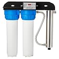 Viqua VH410-F22 UV Water Filter System 18 GPM – Whole House Water Filtration, Stainless Steel Chamber, Integrated 20-Inch Sediment and Carbon Filters, Rack-Mounted
