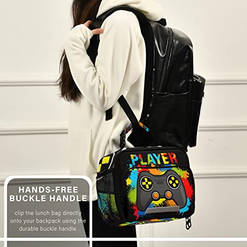 Glaphy Colorful Video Game Lunch Bag, Cooler Lunch Tote Box Insulated Lunch Bags Food Container For Boys Girls Kids #TOP5