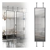 PFCDZDU Raumteiler, Moderne Sichtschutzwände Mit Gehärtetem Glas Und Eisenrahmen, Freistehende...