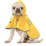 Ezierfy Reflective Dog Raincoat - Adjustable Waterproof Raincoat for Dogs, Lightweight Dog Hooded Slicker Rain Coat Poncho for Small to X- Large Dogs(Yellow, Medium)
