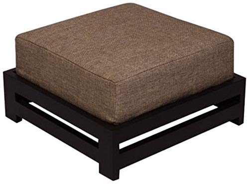 Image of MAMTA DECORATION Solid Sheesham Wood Cushioned Foot Stool for Kitchen Home (Walnut Finish), Standard (MD-Stool-WF)