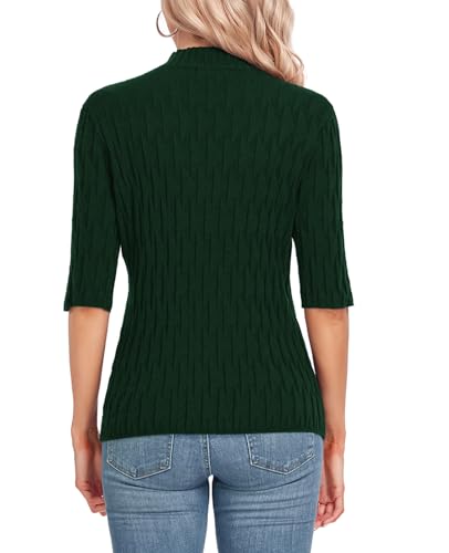 Image of MINTLIMIT Womens Turtleneck Sweaters Short Sleeve 2024 Fall Winter Casual Texture Shirt Blouse Knit Pullover Sweater