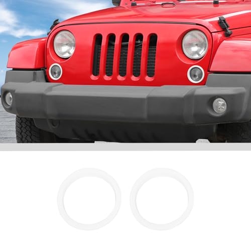 Image of JWWY Front Bumper Grill Insert Turn Signal Light Cover Trim Compatible with 2007-2017 Jeep Wrangler JK Exterior Accessories ABS 2PCS White