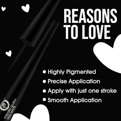 Image of COLORS QUEEN Very Matte Eyeliner | Quick Drying, Long Lasting Liquid Eyeliner | Fine Tip for Precise Application | Smudge Proof, Waterproof for Eye Makeup (Black, 5ml)