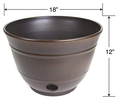 Liberty Garden Products 1924 High Density Resin Antique Bronze Garden Hose Pot, 12" x 18"