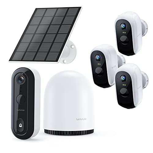 Wuuk 2 Security Cameras Outdoor And Doorbell Camera With A 32Gb Base Station For Home Security, Solar Panel For Continuous Power Supply, 2K High Definition, No Monthly Fee, Long Battery Life #TOP25