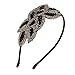 Sibba 1920s Headbands for Women Head Bands Accessories Crystal Bridal Wedding Black Headpiece 20s Rhinestone Flapper Vintage Hair Valentines Accessory for Girls Costume Prom Party Retro (Black Gold)