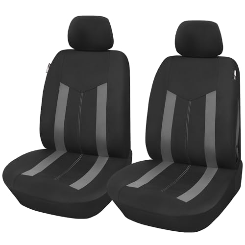 Upgrade4cars Fundas Asientos Delanteros Coche Universales Negro Gris | Universal Funda de Asiento para Delantero (Conductor y Copiloto)