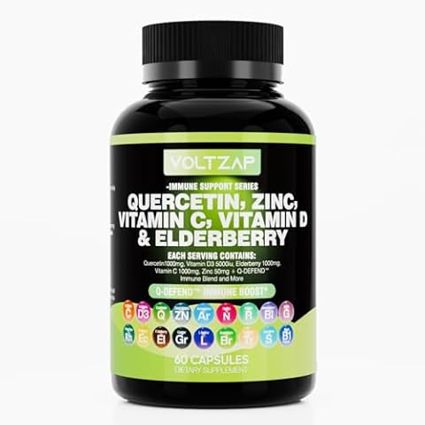 VOLTZAP Quercetin Zinc Vitamin D Supplement Quercetin 1000mg Zinc 50mg Vitamin C 1000mg Vitamin D 5000 IU Bromelain Elderberry Sea Moss for Adults Cover