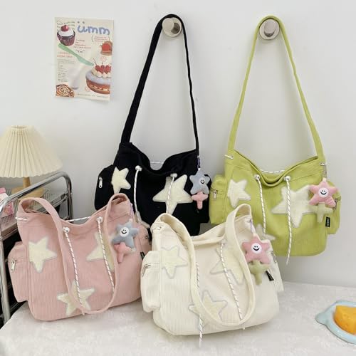 Makukke Y2K Corduroy Shoulder Bag Women, Cute Tote Bag Large Crossbody Bag for Work Travel Shopping,Green Tote Bag by Makukke - Used condition - Image 2