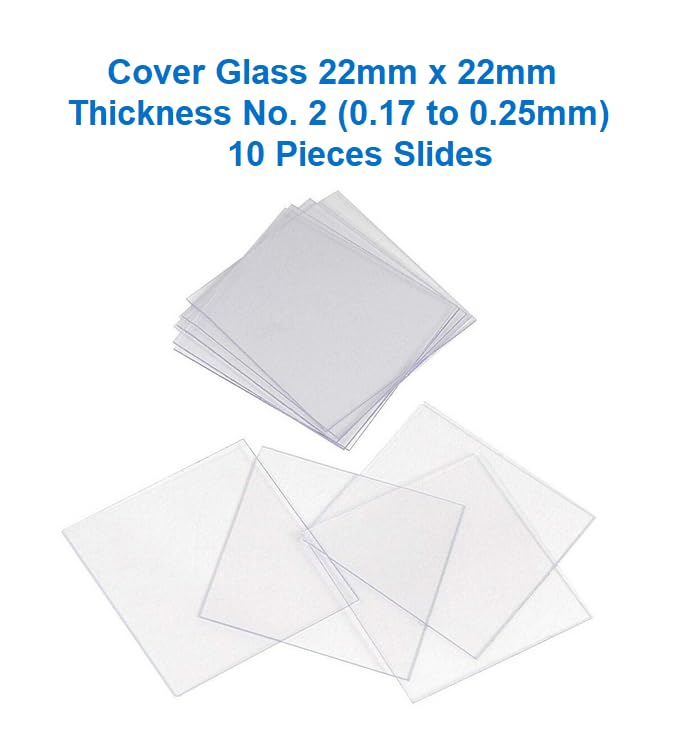 AmeriCan Goods 10 Pcs Microscope Glass Cover Slide Slips Square 22mm x 22mm Thickness No 2 (0.17 to 0.25mm) Microscope Glasses (10pk/bx)