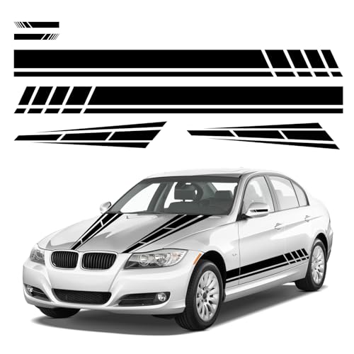 Dickno 6PCS Car Hood Stripe Sticker, Vinyl Auto Body Side Rearview Mirror Decal, Sports Racing...
