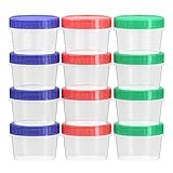SGKSUN Salad Dressing Container Reusable 12Pcs - 2 Oz Sauce Container to Go With Leak-Proof Twist Top Lids, Plastic Seasoning Containers, Picnic essentials