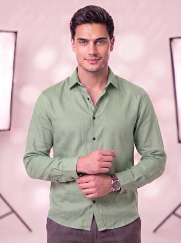 Image of Men's Cotton Blend Solid Casual Shirt Regular Fit Full Sleeve Shirt for Men Plain Formal & Casual Wear Collared Button Down Shirt