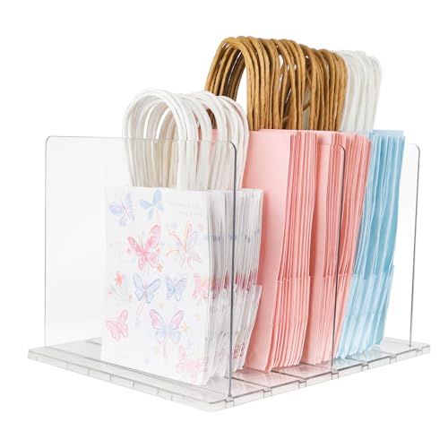 NUOLUTH Gift Bag Storage Organizer:Acrylic reusable grocery bag organizer bag, Adjustable Shelf...