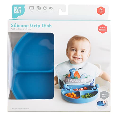 Bumkins Silicone Grip Dish, Suction Plate, Divided Plate, Baby Toddler Plate, Bpa Free, Microwave Dishwasher Safe Â€“ Dark Blue 1 Count (Pack Of 1) #TOP5
