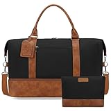 Oeihuivt Weekender Bags for Women - 21 Inch Large Travel Duffel Bag 2-Piece Set with Shoe Compartment, Heavy-Duty Canvas & Leather Carry On Overnight Tote (Airplane Approved)