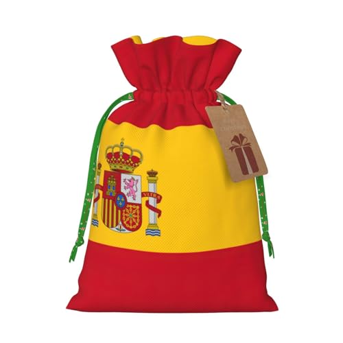 Bolsa de regalo con cordón con estampado de bandera española para bodas, fiestas, cumpleaños, bolsa de regalo única, bolsa de lona reutilizable, 1 pieza S
