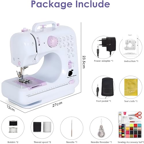 Machine à coudre pour débutants avec table d'extension et kit de couture violet
