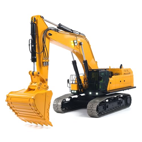 Image of 55KG Metal 1 /14 RC Hydraulic Excavator 395F Remote Control Digger Dual Pump RTR Heavy Machine ST8 Radio Battery 6CH Valve Hobby Grade Model for Adult(Yello and Black)