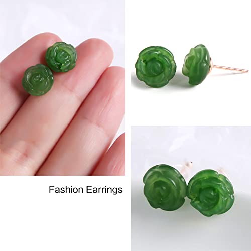 Natural green jade stud 925 sterling silver earrings for Women Owl real hetian jade critters 925 sterling silver earrings 18K gold plated Birthday Jewelry4