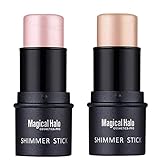 COOSA Makeup 2 Color Highlighter Stick Skin Care Shimmer Cream Powder Waterproof Light Face Cosmetics Stick Highlighters(2PCS)