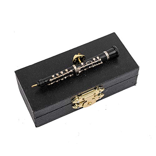 Dselvgvu Miniature Musical Instrument Fashion Lapel Brooch Pin With Red Velvet Lined Instrument Case Musical Gift Birthday Gift (2.87" Oboe Pin) #TOP1