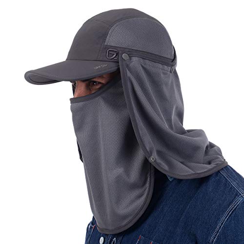 iBasingo Été Réglable UPF 50+ UV Protection du Soleil Casquettes Résistant À l'eau Face Cou Couverture Rabat Net Mesh Chapeaux pour Hommes Femmes Camping en Plein Air Randonnée Pêche BVH20 Cover