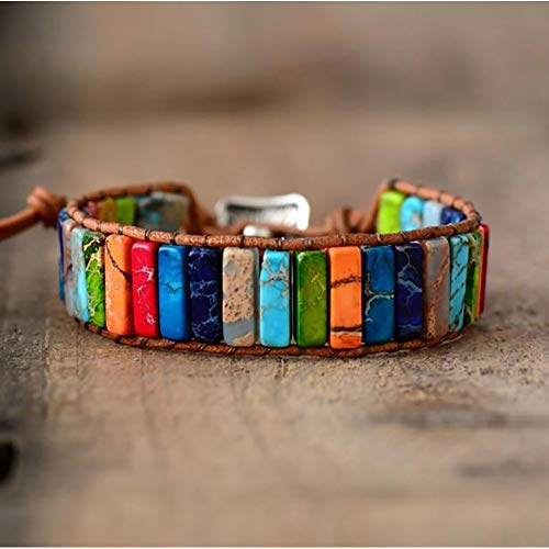 Chakra-Armband Xiton 7 Einstellbar aus Leder mit Steinperlen