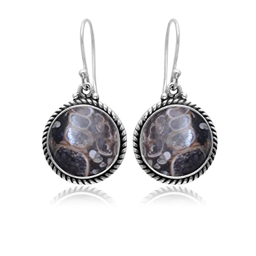 Boucles d'oreilles pendantes en argent 925 fait main avec véritable pierre gemme