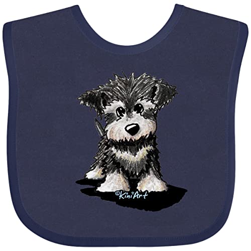 inktastic Schnauzer Pup Baby Bib Navy Blue - KiniArt 373d