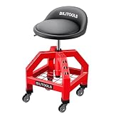 BILITOOLS Werkstatthocker mit Rollen, höhenverstellbar, 150 kg, Rückenlehne