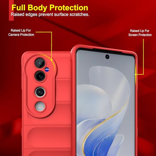Image of amazon basics Back Case Cover for Vivo V40 Pro 5G (Silicone Magic-Red)