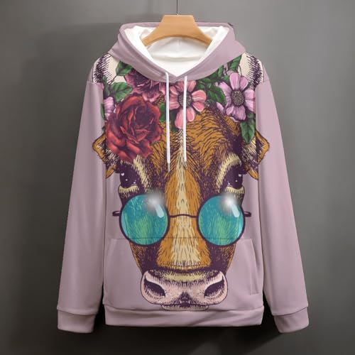 Sweat à capuche fleur de vache UMENG pull unisexe manche longue - 4