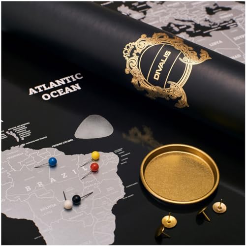 Detailed Scratch off World Map Silver - Extra Large - Premium Black and Silver Scratchable World Map Poster - Best Present Travel World Map - Huge Adventure Map - XL Scratch off Map of the World