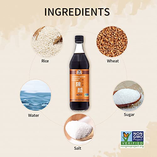 52Usa Chinese Black Vinegar, 3 Years Mature Aged Black Rice Vinegar, Chinkiang Vinegar, Zhenjiang Vinegar, 16.9 Fl. Non-Gmo Project Verified Vinegar #TOP6
