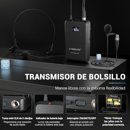 Microfono inalambrico UHF de 4 canales de largo alcance 328ft con exploracion automatica 4