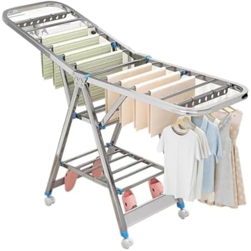 Étendoir à linge pliable en acier inoxydable avec étagère Générique