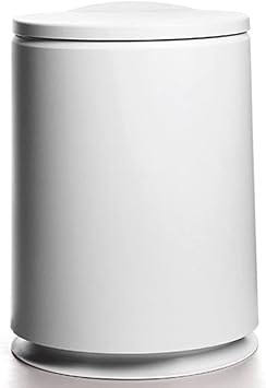 Trash Can Plastic Trash Can with Lid,Round Push-Button Dual Compartment Dry and Wet Sorting Garbage Can,Small Double-Layer Garbage Bin Wastebasket Color White