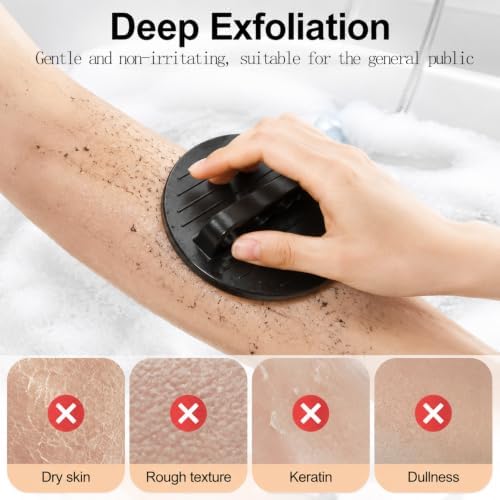 2 Counts Soft Rubber Shower Scrubber, 2026 Upgraded Gentle Exfoliating Round Body Wash Scrubber with Hand Strap, Exfoliation and Massage Skin, for All Skin Type — view 3