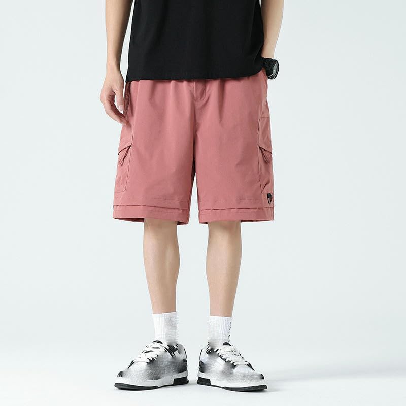 USTZFTBCL Men's Summer Thin Ice Silk Casual Sports Mid-Length Beach Shorts
