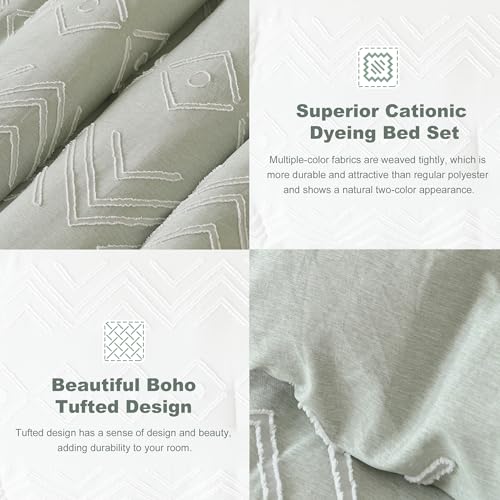 Newspin Full Comforter Set, Sage Green Boho 7 Pieces Bed In A Bag thumb #3