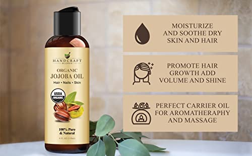 Handcraft Usda Organic Jojoba Oil 4 Fl. Oz – 100% Pure & Natural Jojoba Oil For Skin, Face, And Hair – Deeply Moisturizing Anti-Aging Jojoba Oil For Men And Women #TOP4