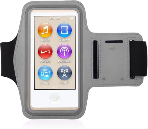 Premium Water Resistant Gym Sports Workout Wrist Band Strap Armband Case for Apple iPod Nano 7th 8th Generation (Gray)
